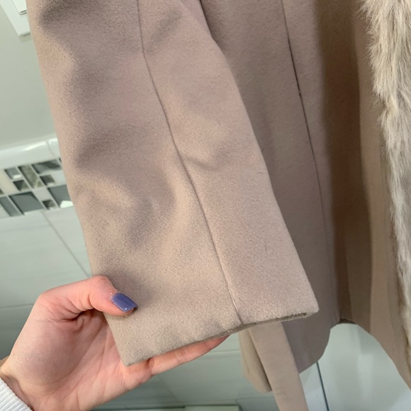 Dennis Basso Faux Fur Trim Wrap Coat NWOT - Picture 7 of 11